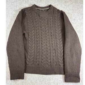 Banana Republic Sweater Mens Brown Cable Knit Wool Italian Yarn Minimalist XL